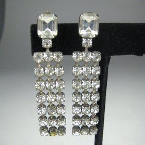 Chandelier Earrings Pierced 2 1/4 In Stud Silvertone Shimmering Jewelry Women's